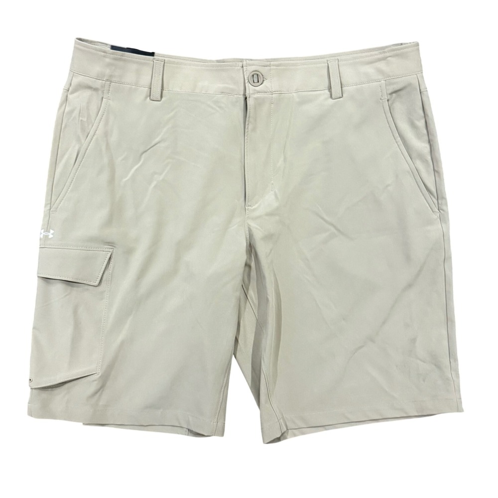 Under Armour Men's Loose Heatgear Cargo Shorts Size 38 Khaki Storm Performance
